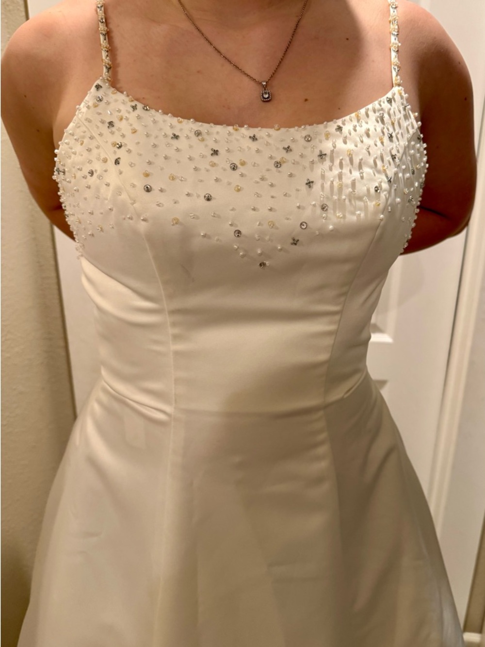 Ivory Beaded Spaghetti-Strap Women's Dress